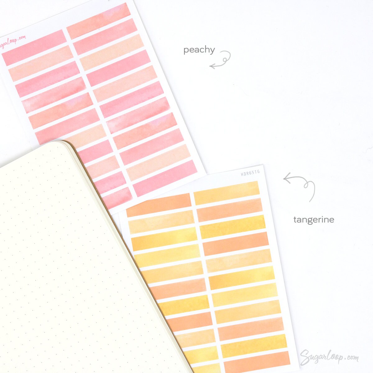 Watercolor Header Title List Label Bujo Planner Stickers: 0.25in(6 mm)