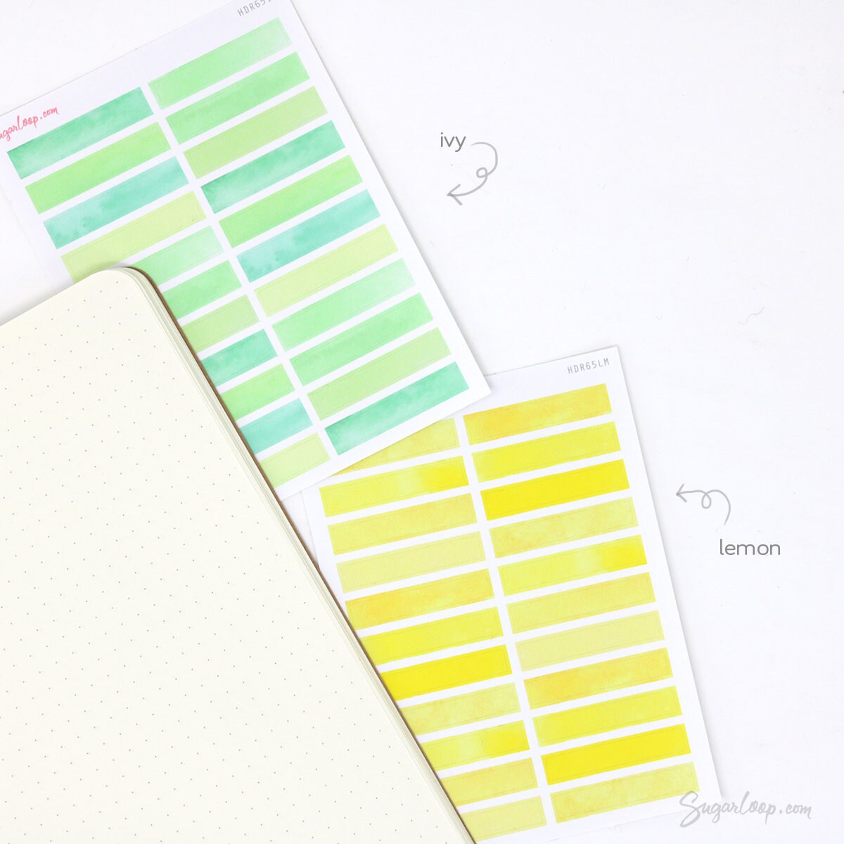 Watercolor Header Title List Label Bujo Planner Stickers: 0.25in(6 mm)