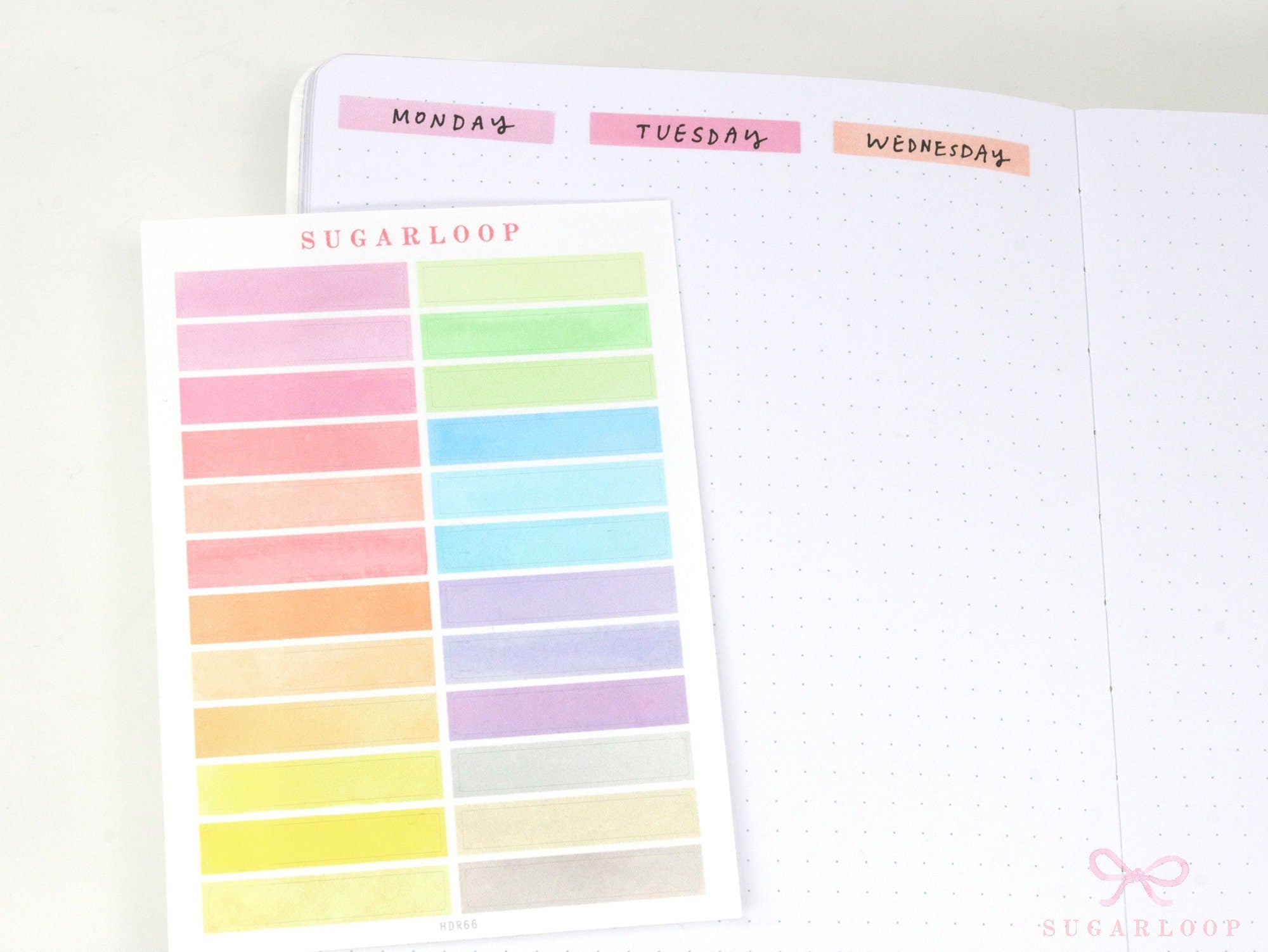 Header Title Strip Label Bujo Planner Stickers: 0.25in (6 mm) Tall