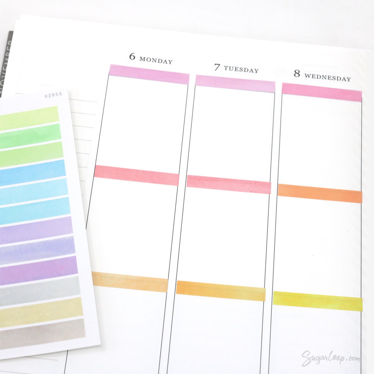 Header Title Strip Label Bujo Planner Stickers: 0.25in (6 mm) Tall