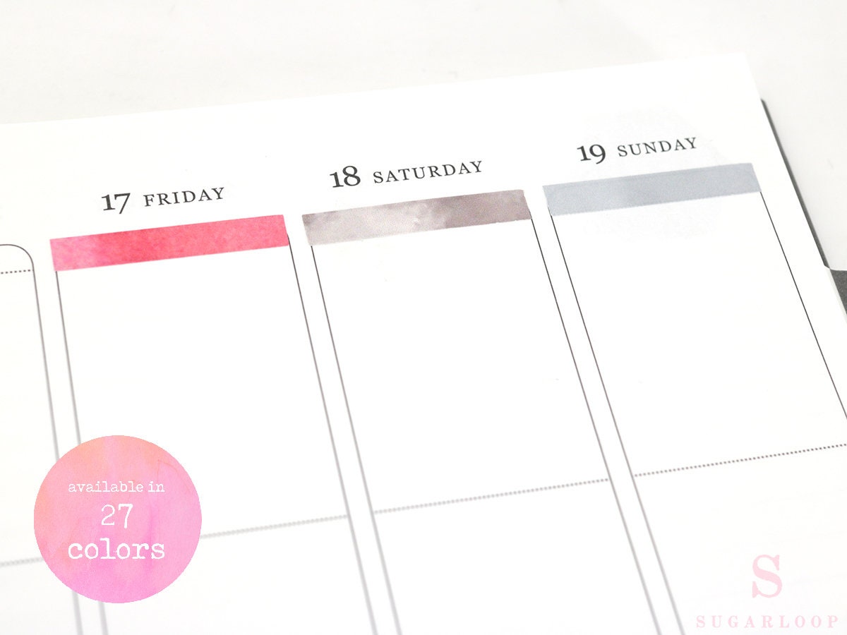 Watercolor Essentials Header Title Strip Label Bujo Planner Stickers: 0.25in (6 mm) Tall 27 Colors