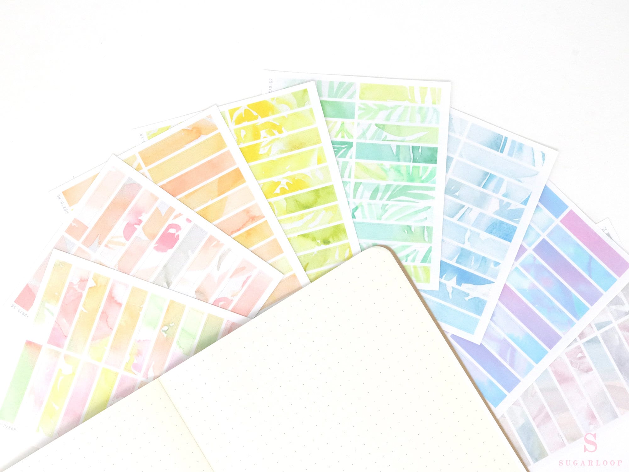 Watercolor Header Strip Bujo Journal Planner Stickers: 1.5 in (38 mm) x 0.25 in (6 mm)
