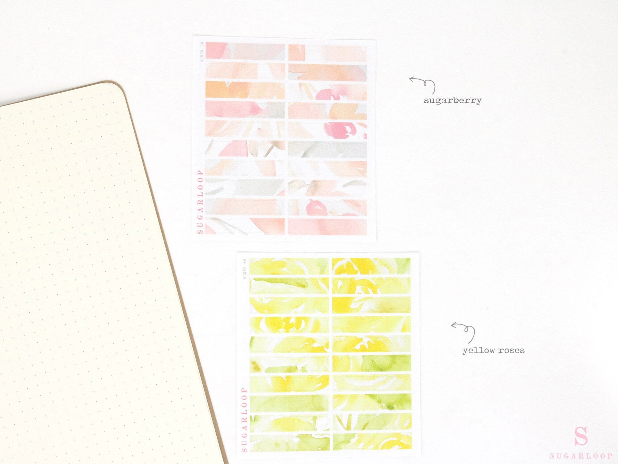 Watercolor Header Strip Bujo Journal Planner Stickers: 1.5 in (38 mm) x 0.25 in (6 mm)