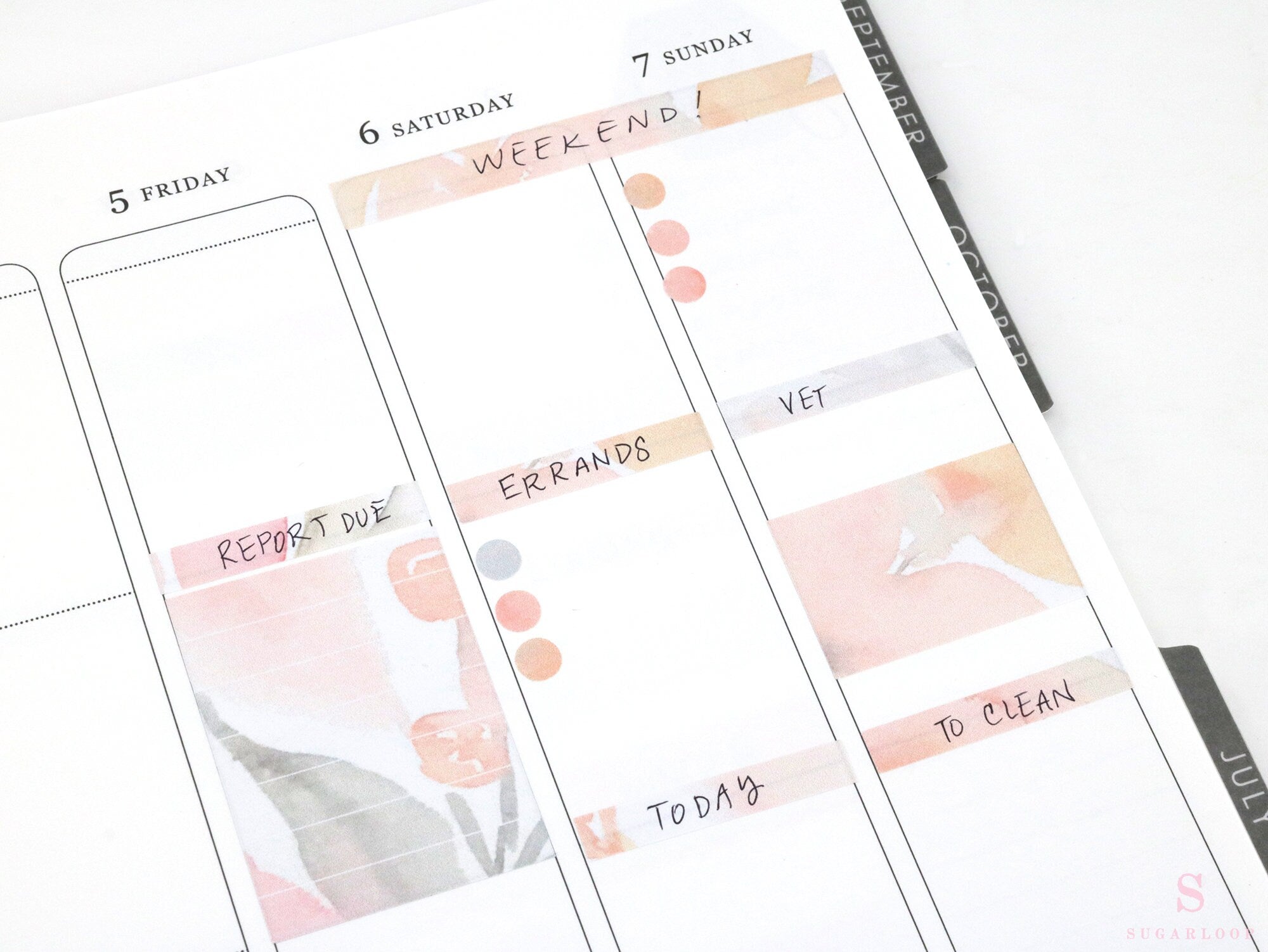 Watercolor Header Strip Bujo Journal Planner Stickers: 1.5 in (38 mm) x 0.25 in (6 mm)