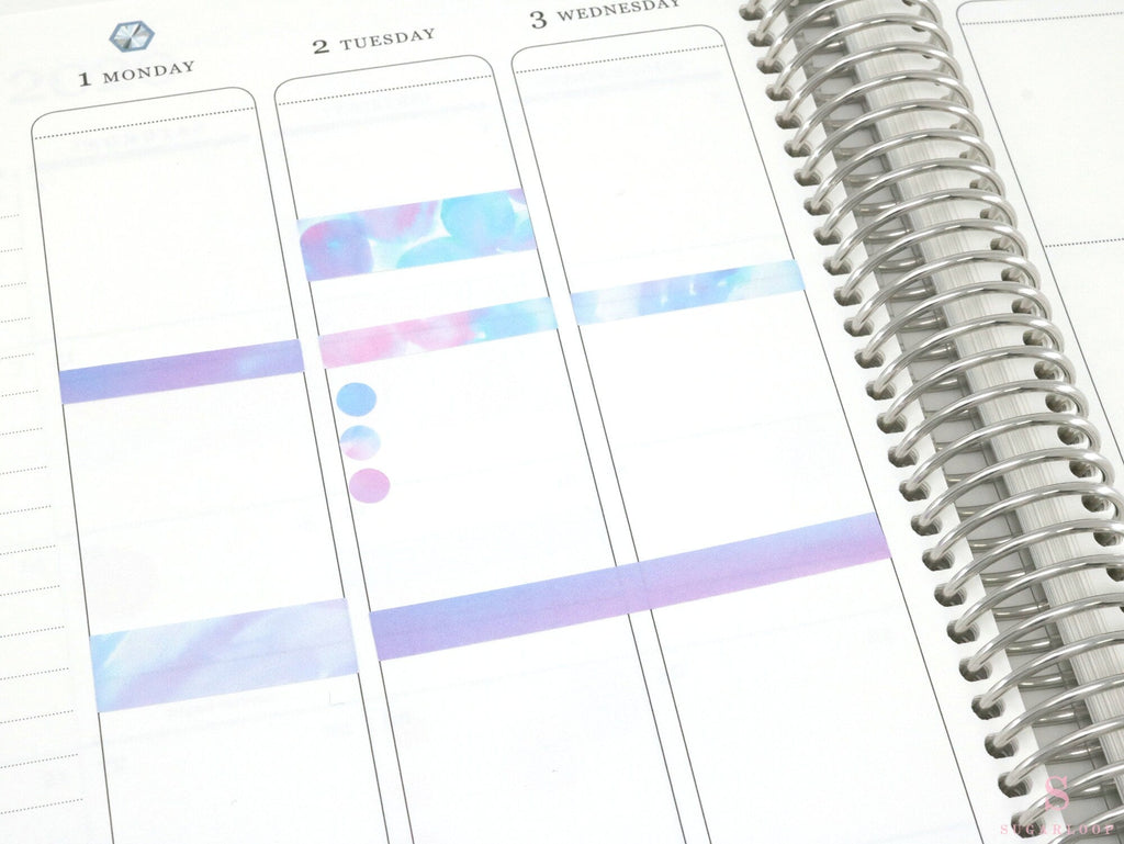 Watercolor Header Strip Bujo Journal Planner Stickers: 1.5 in (38 mm) x 0.25 in (6 mm)