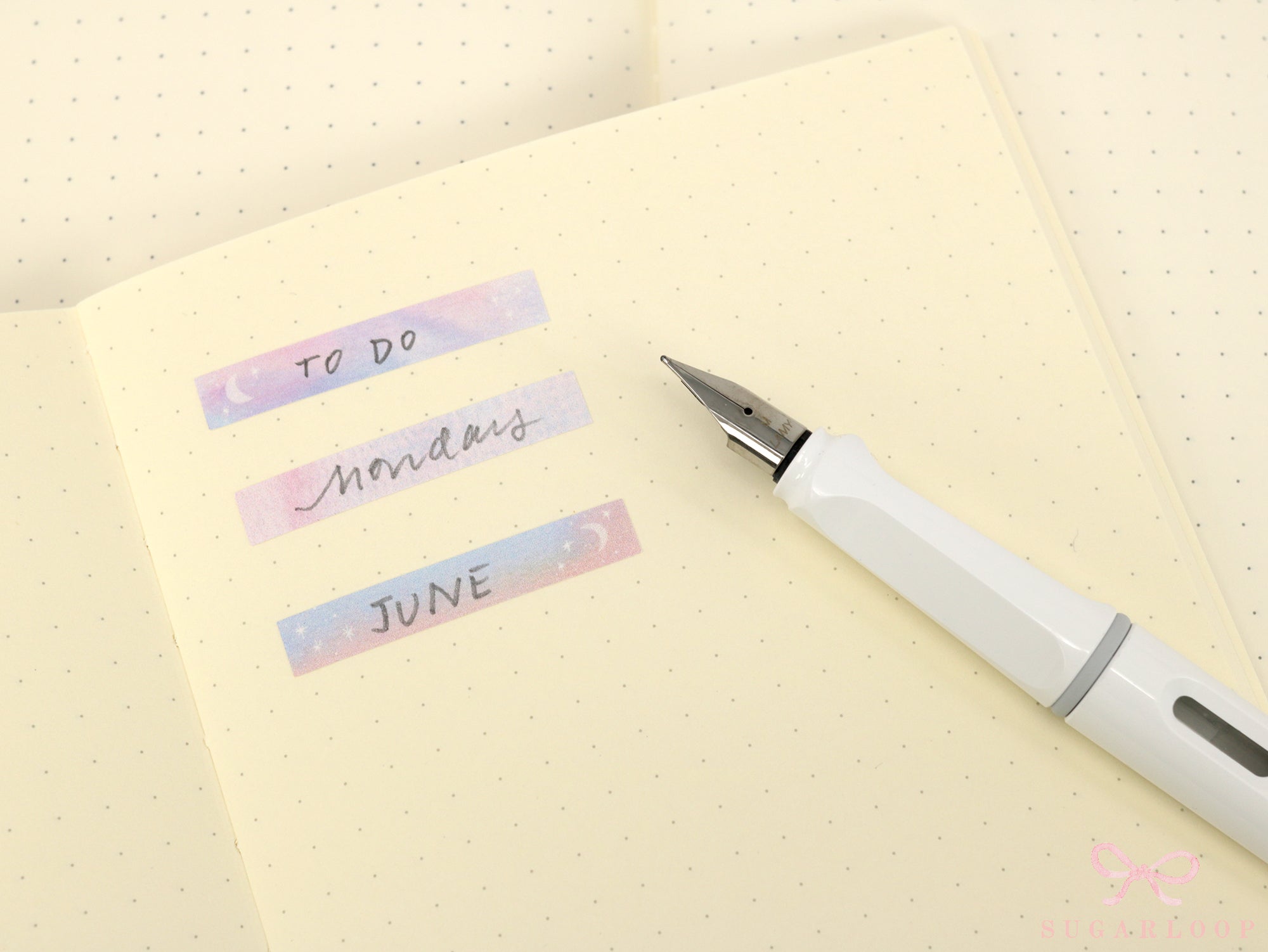 Whimsical Watercolor Moon & Stars Planner Stickers: 6 mm tall strips