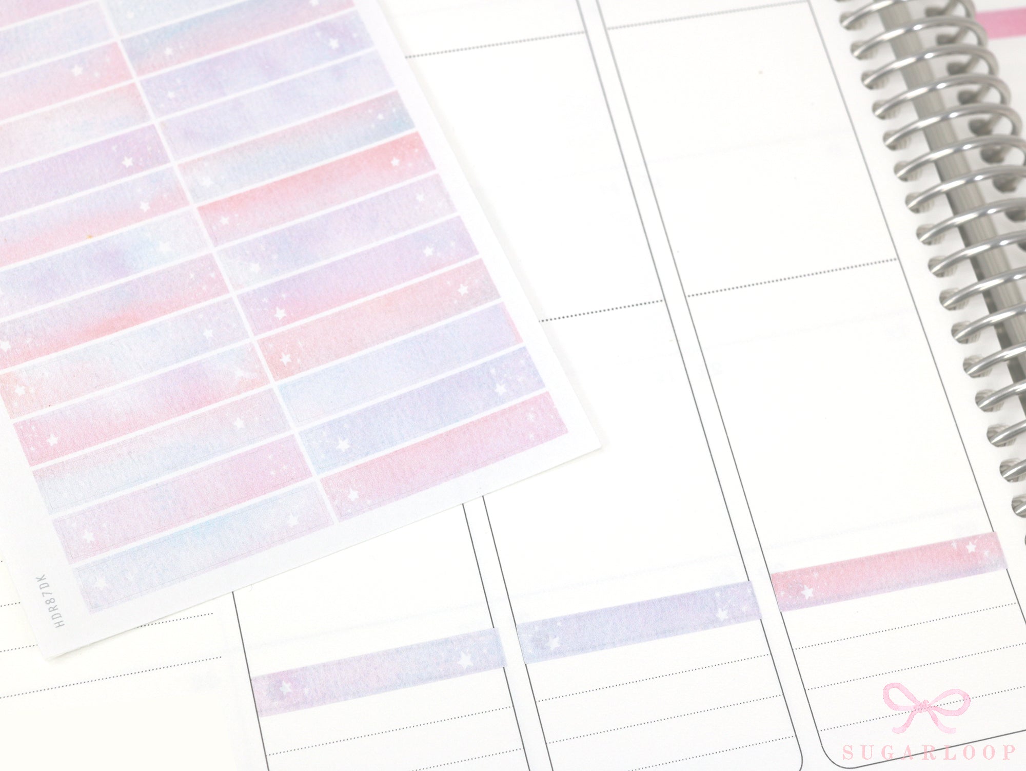 Whimsical Watercolor Moon & Stars Planner Stickers: 6 mm tall strips