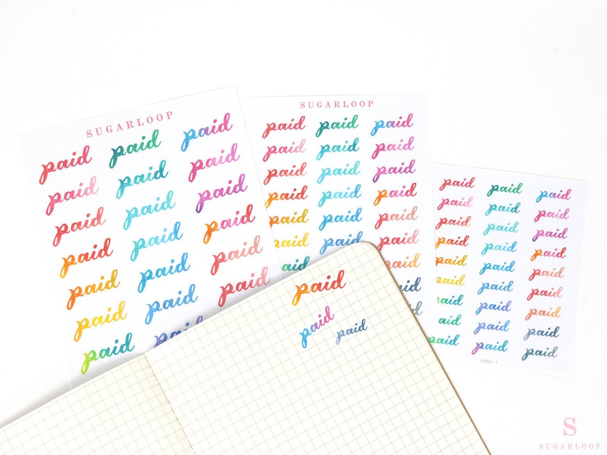 Bill Paid Script Bujo Planner Stickers: Various Sizes