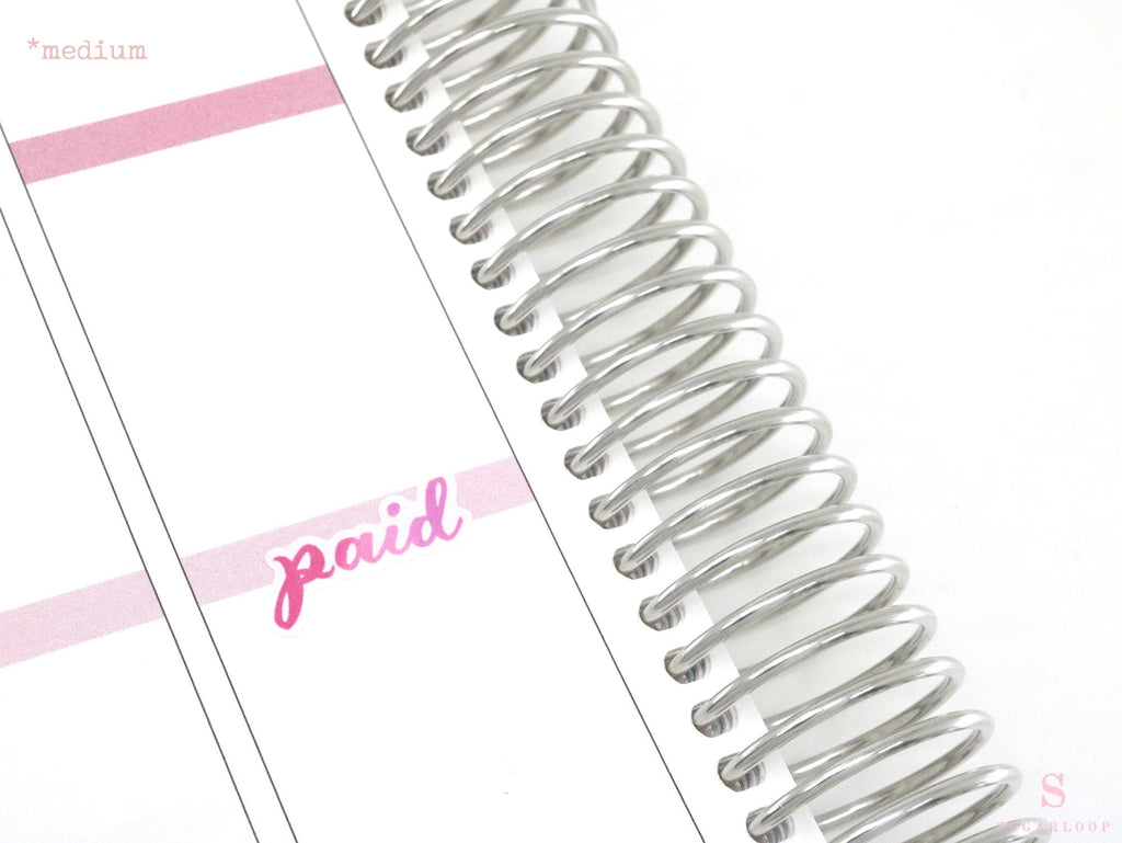Bill Paid Script Bujo Planner Stickers: Various Sizes