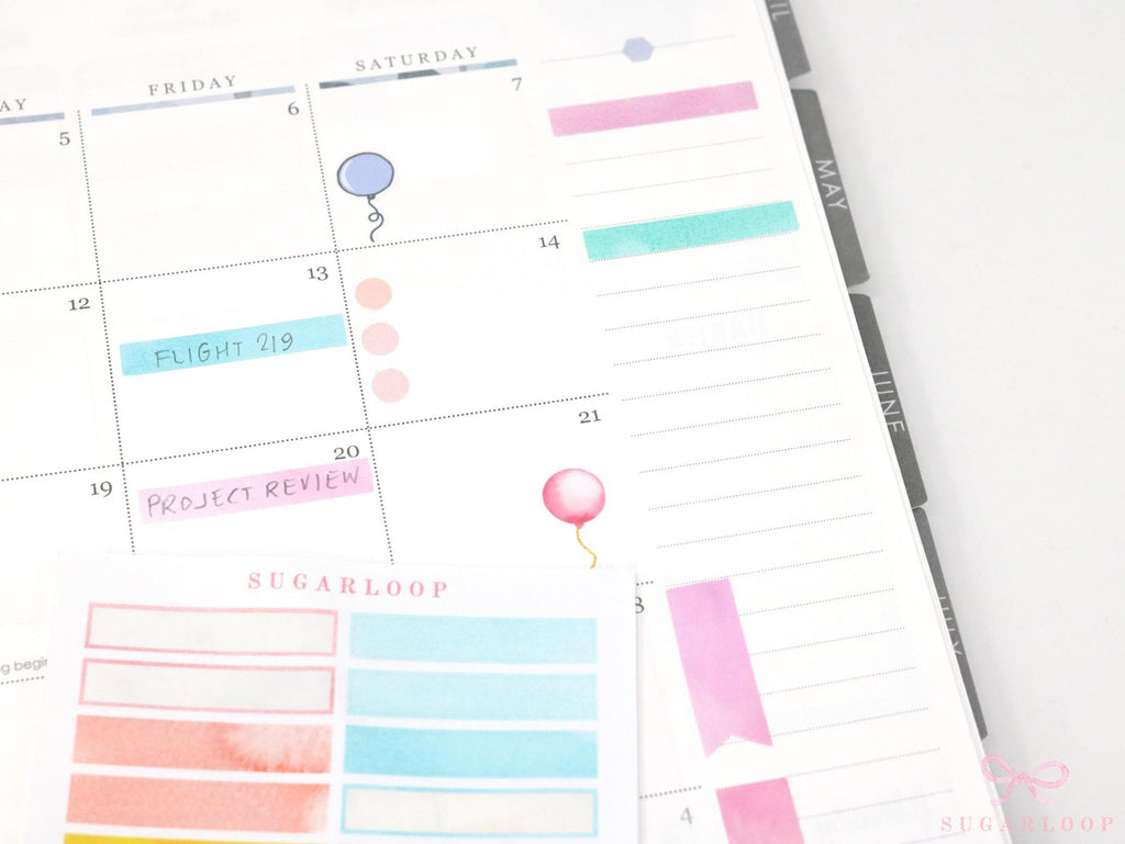 Watercolor Header Title List Label Planner & Journal Stickers: 0.25in (6 mm)