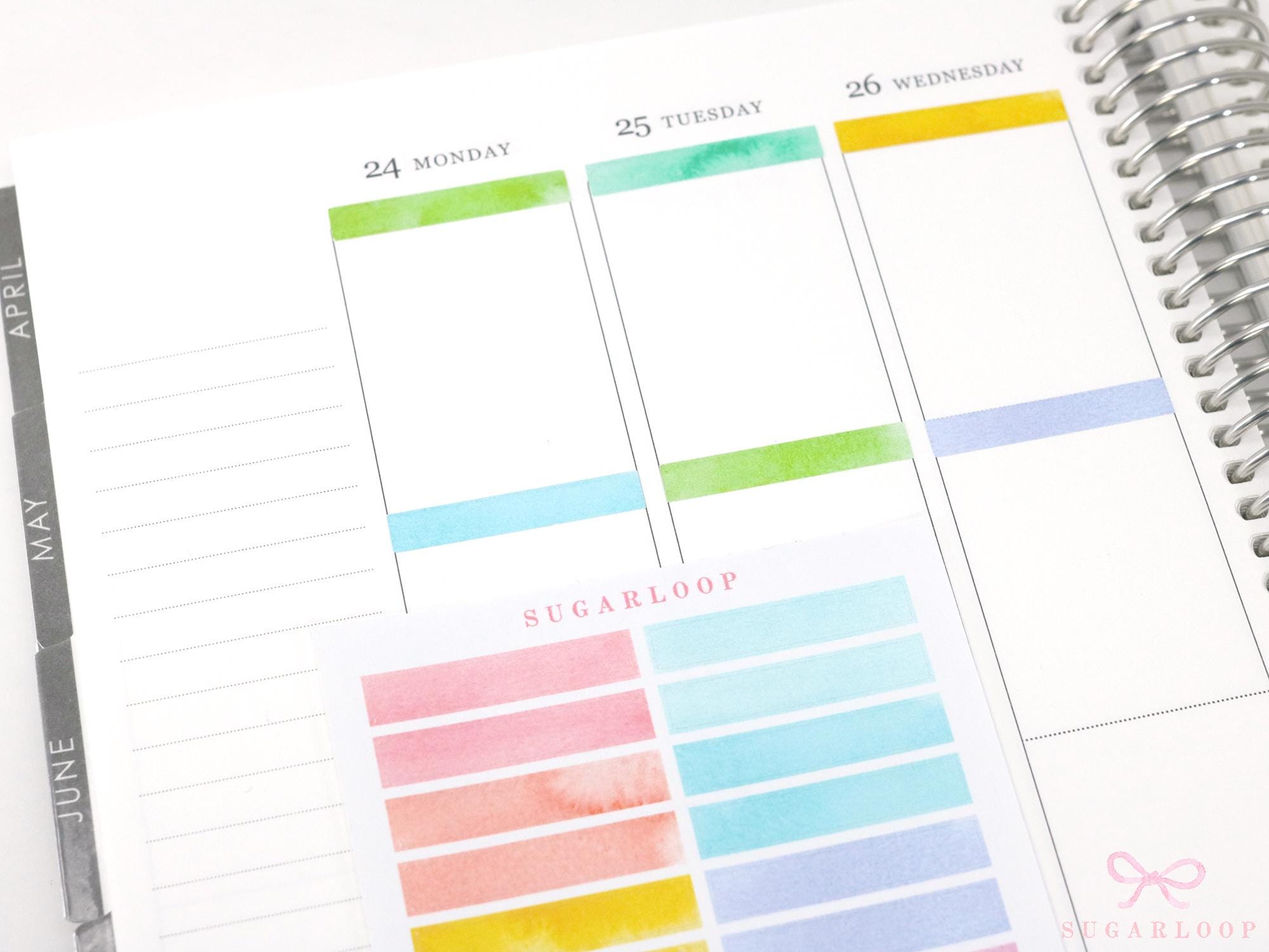 Watercolor Header Title List Label Planner & Journal Stickers: 0.25in (6 mm)