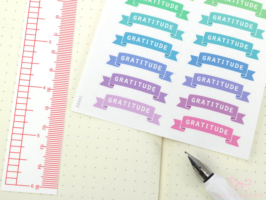 Gratitude Pastel Banner Planner and Journal Sticker Sheet: Journaling Header Title Labels