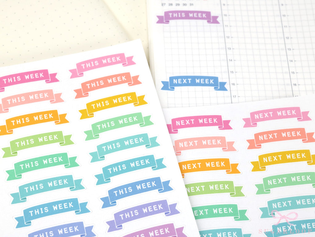 This Week/Next Week Banner Planner and Journal Stickers: Bright  Hobo  Tasks  To Do