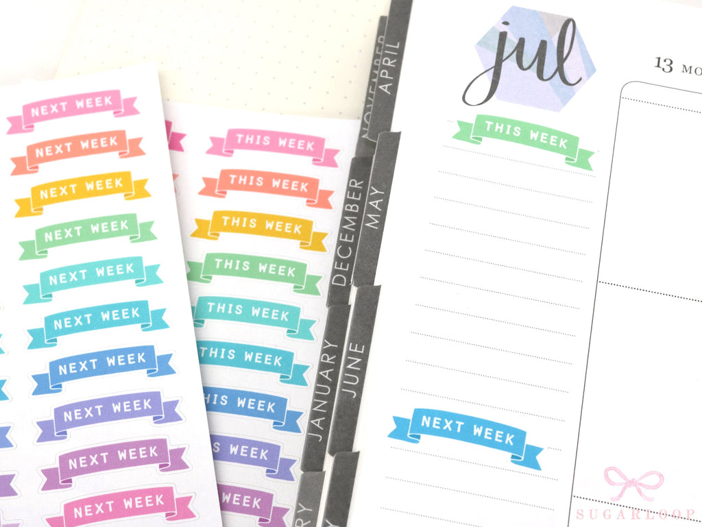 This Week/Next Week Banner Planner and Journal Stickers: Bright  Hobo  Tasks  To Do