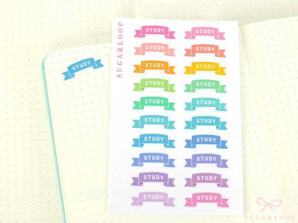 Study Planner and Journal Header Sticker Labels