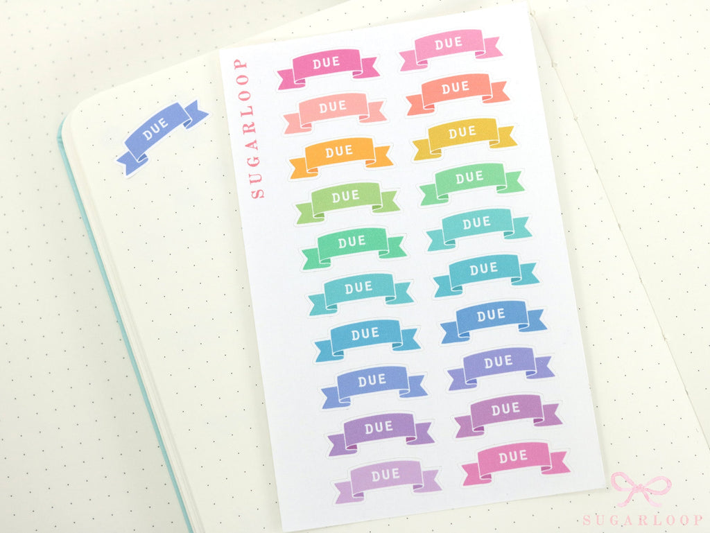 Due Planner and Journal Header Sticker Labels