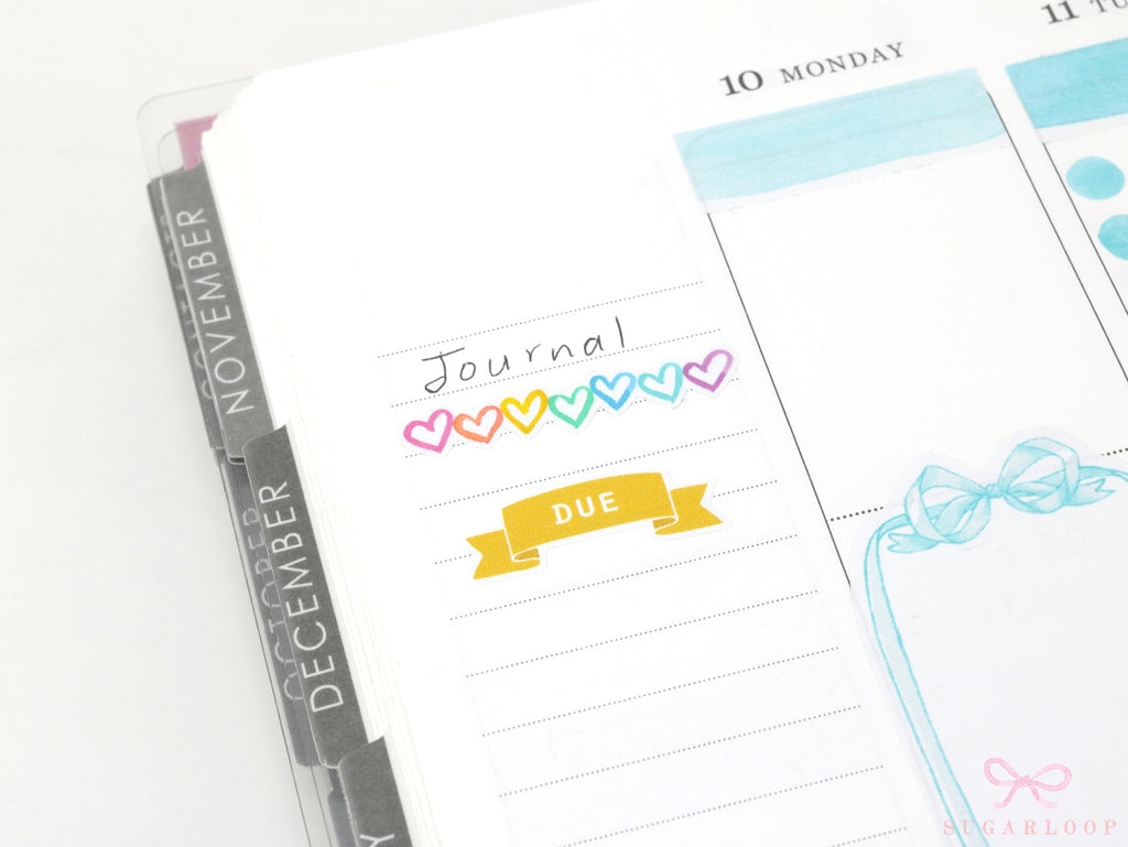 Due Planner and Journal Header Sticker Labels