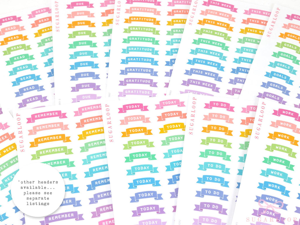 Due Planner and Journal Header Sticker Labels