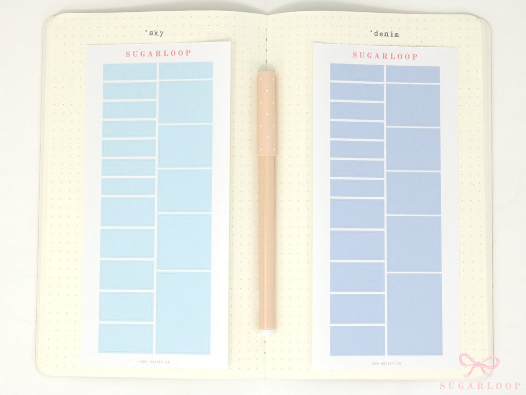 Solid Pastel Planner and Journal Stickers: Hourly Time Blocks for Hobonichi Cousin  Weekly View
