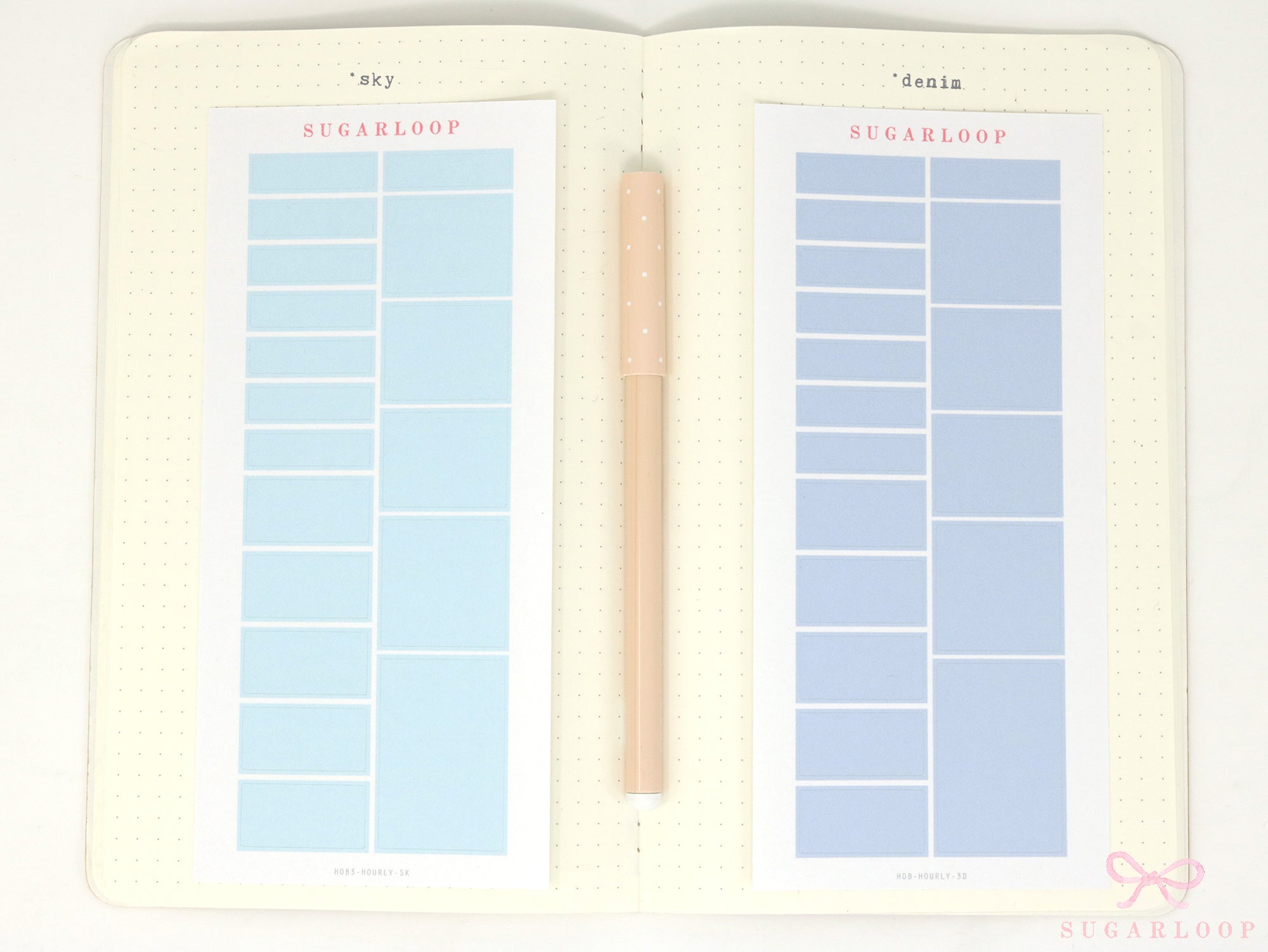 Solid Pastel Planner and Journal Stickers: Hourly Time Blocks for Hobonichi Cousin  Weekly View