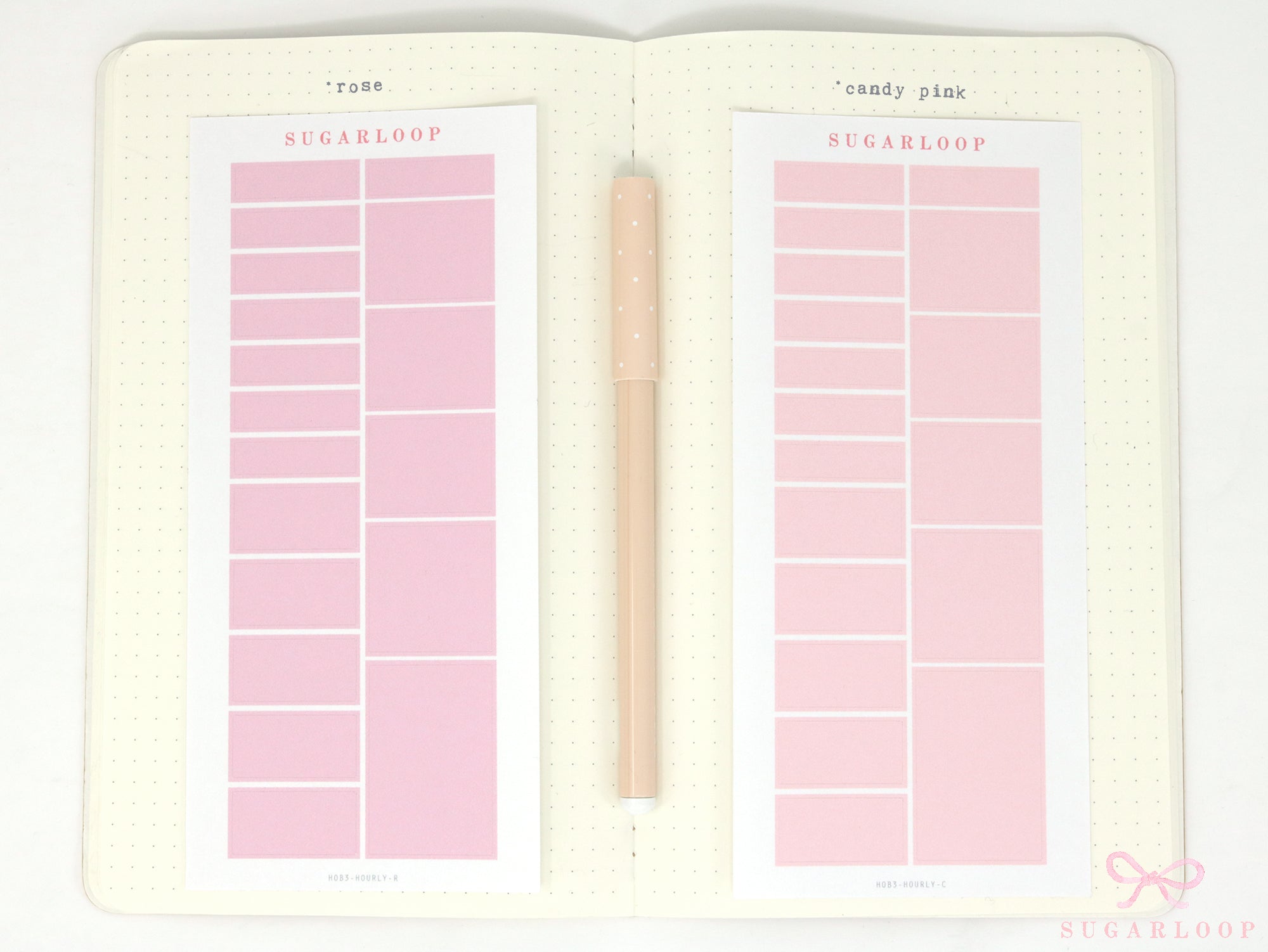 Solid Pastel Planner and Journal Stickers: Hourly Time Blocks for Hobonichi Cousin  Weekly View