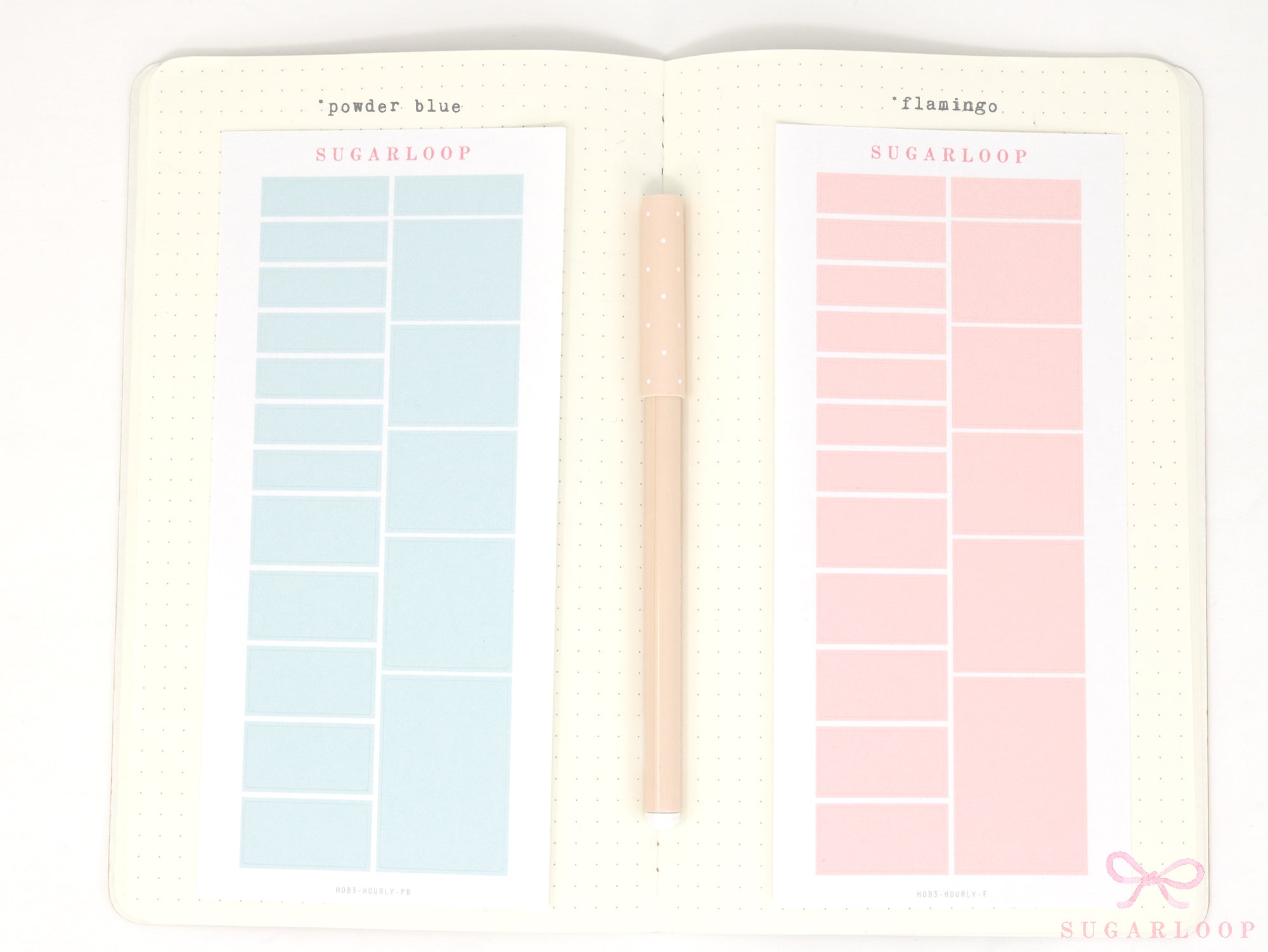 Solid Pastel Planner and Journal Stickers: Hourly Time Blocks for Hobonichi Cousin  Weekly View