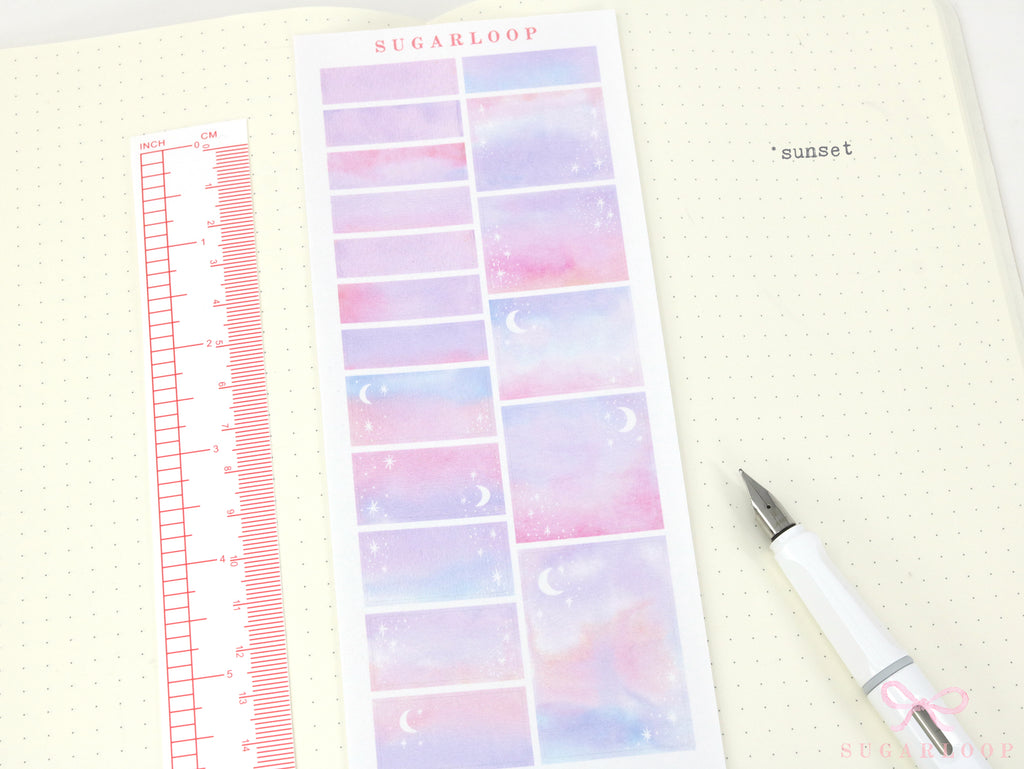 Hobonichi Cousin Hourly Time Blocks: Watercolor  Moon and Stars
