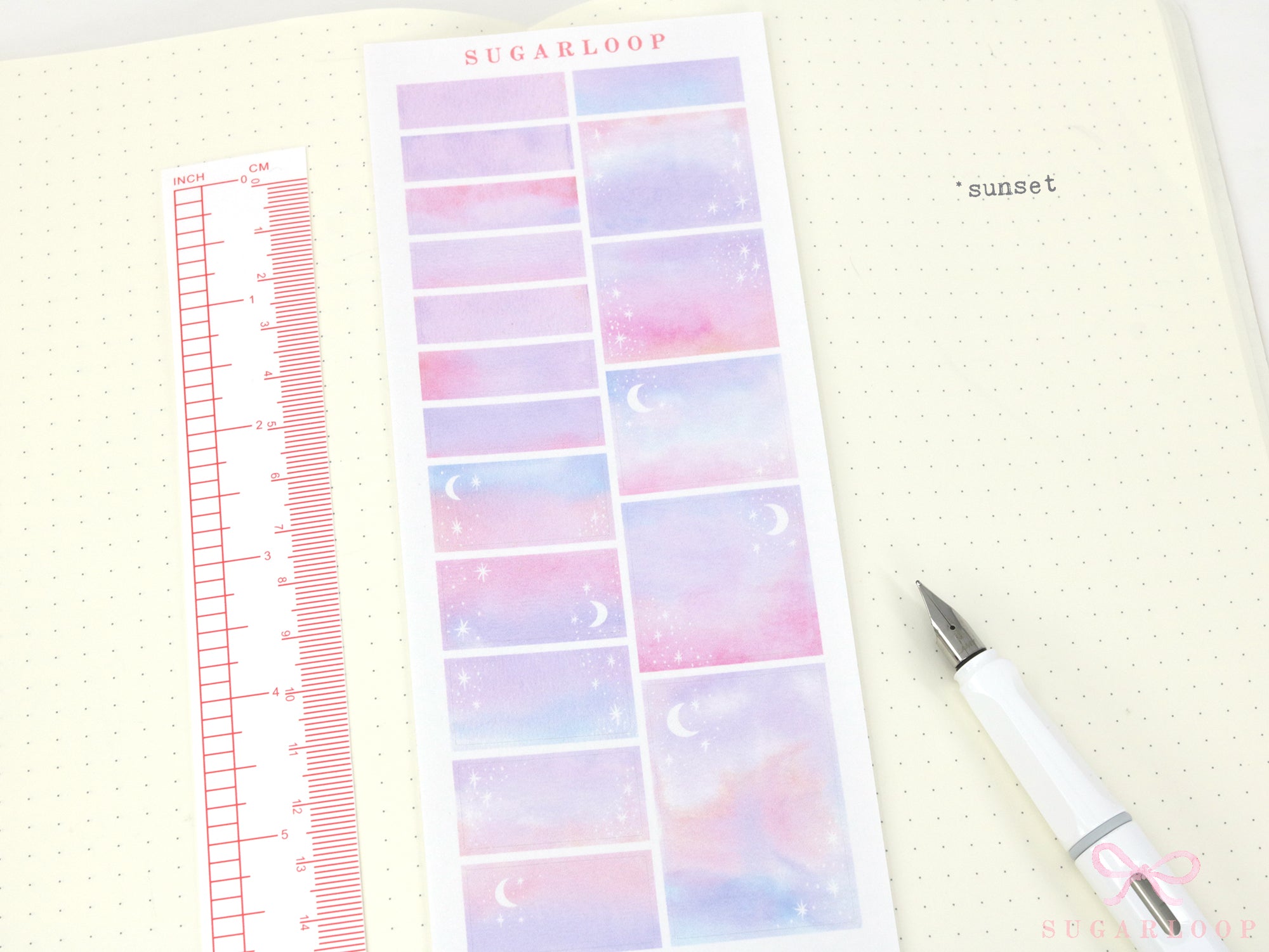 Hobonichi Cousin Hourly Time Blocks: Watercolor  Moon and Stars