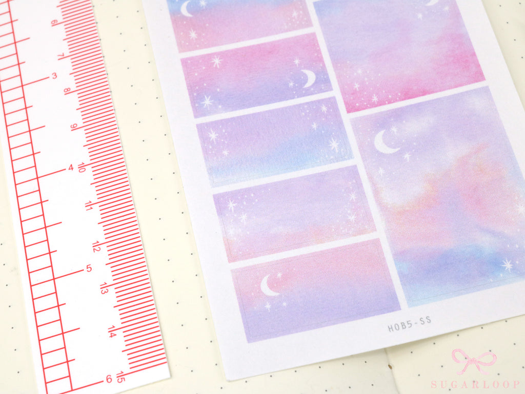 Hobonichi Cousin Hourly Time Blocks: Watercolor  Moon and Stars
