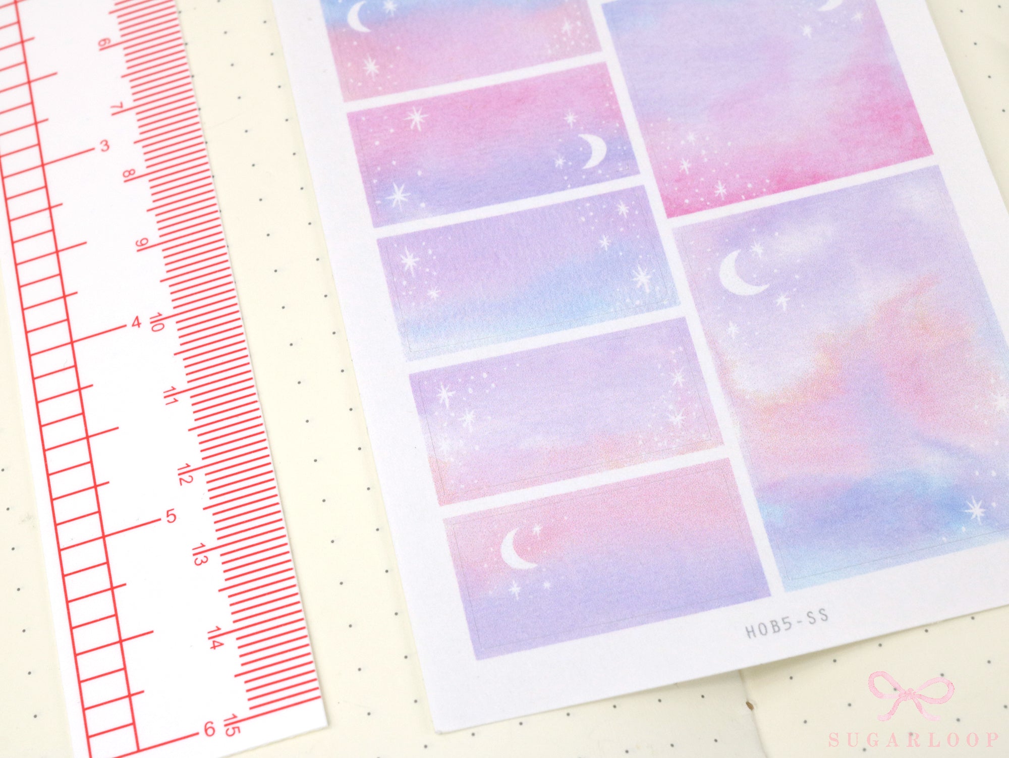 Hobonichi Cousin Hourly Time Blocks: Watercolor  Moon and Stars