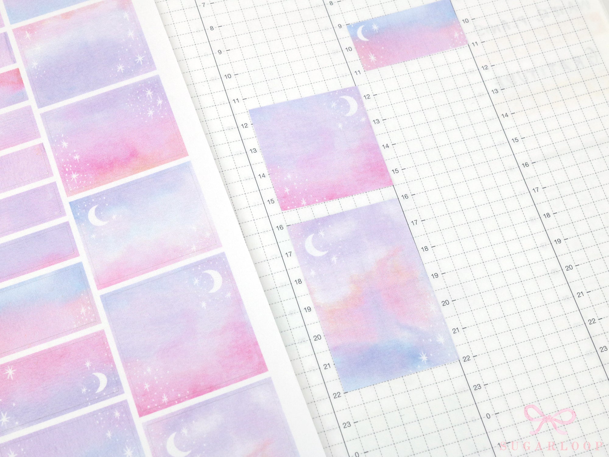 Hobonichi Cousin Hourly Time Blocks: Watercolor  Moon and Stars
