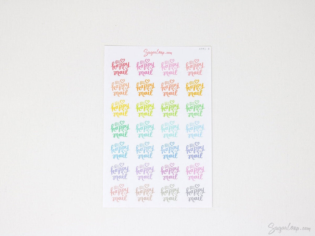 Happy Mail Bujo Journal Planner Stickers: Rainbow