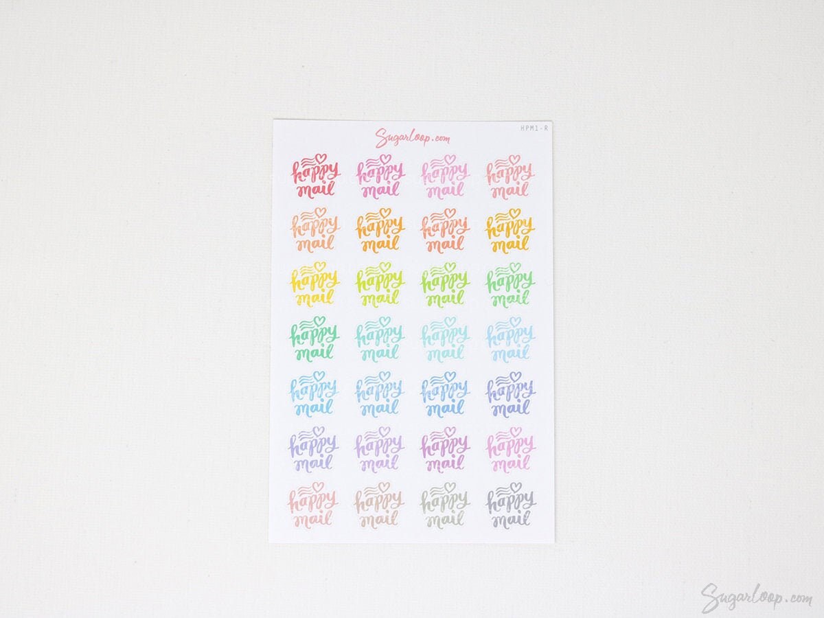Happy Mail Bujo Journal Planner Stickers: Rainbow