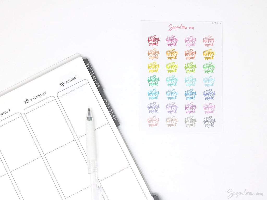 Happy Mail Bujo Journal Planner Stickers: Rainbow