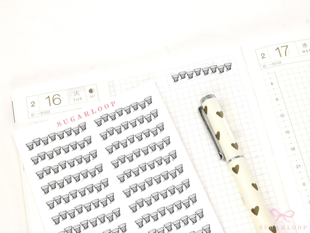 Water Glass Hydration Drink Glass Tracker Stickers for Planners & Journals