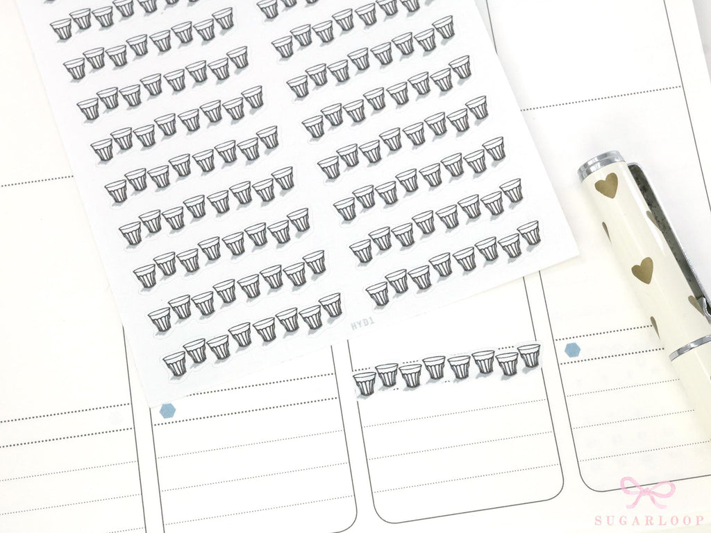 Water Glass Hydration Drink Glass Tracker Stickers for Planners & Journals