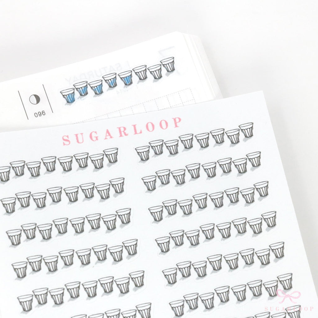 Water Glass Hydration Drink Glass Tracker Stickers for Planners & Journals
