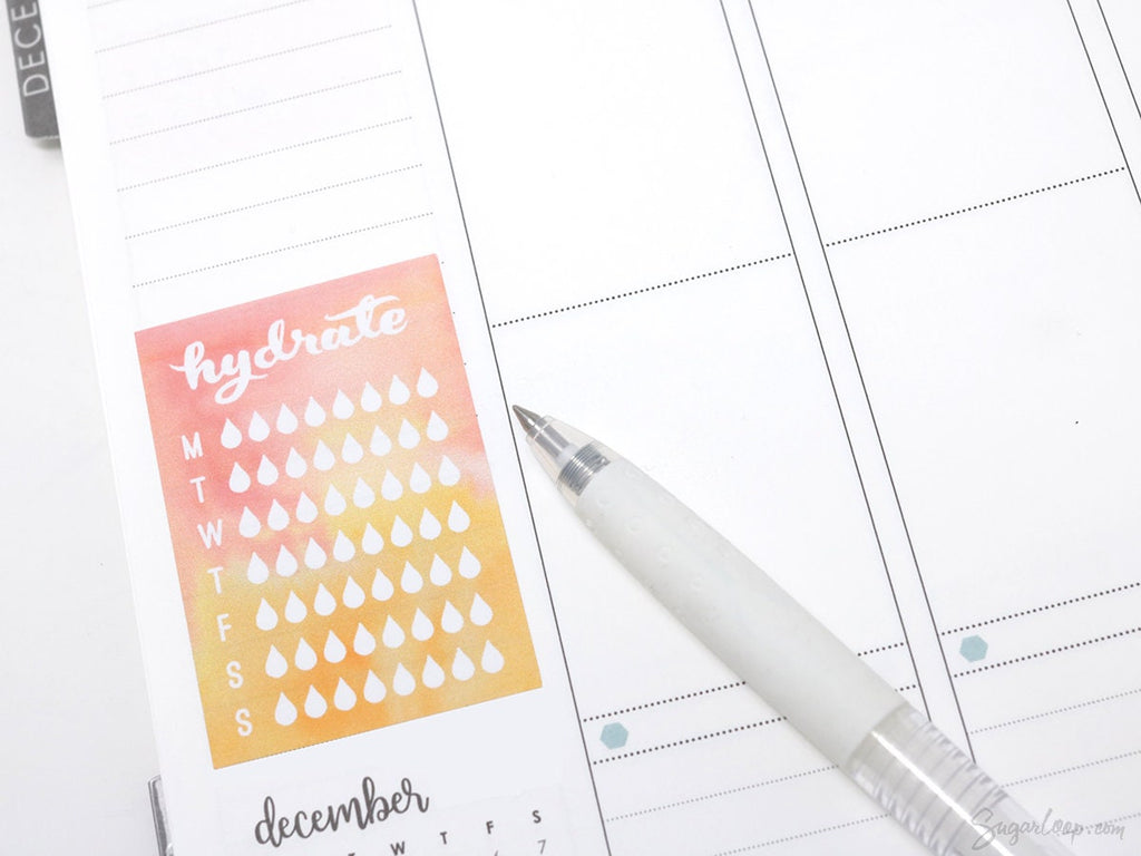 Weekly Watercolor Water Hydration Habit Tracker Stickers for Planners and Journals