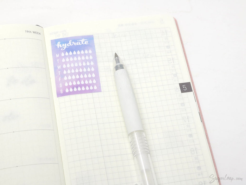 Weekly Watercolor Water Hydration Habit Tracker Stickers for Planners and Journals