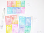 Weekly Watercolor Water Hydration Habit Tracker Stickers for Planners and Journals