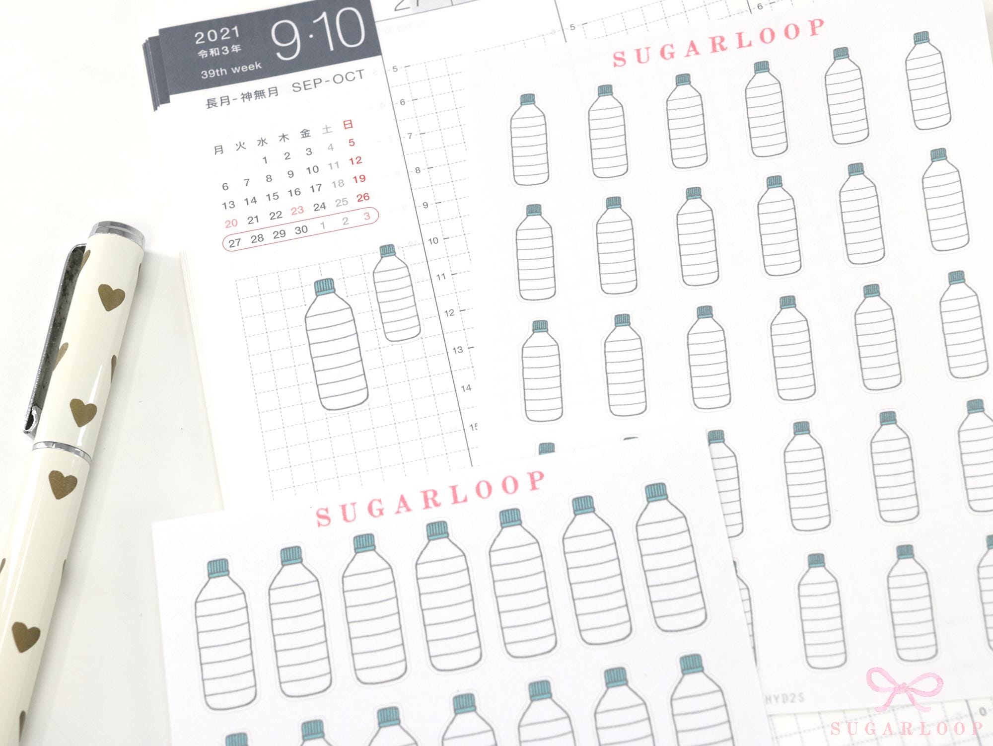 Hydration Tracker Stickers for Planners & Bullet Journals: 1in (25mm) or 0.75in (19 mm)