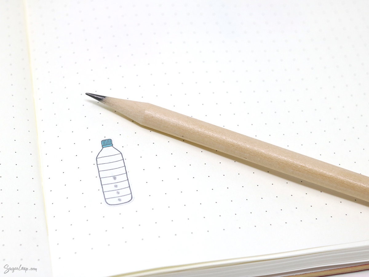 Hydration Tracker Stickers for Planners & Bullet Journals: 1in (25mm) or 0.75in (19 mm)