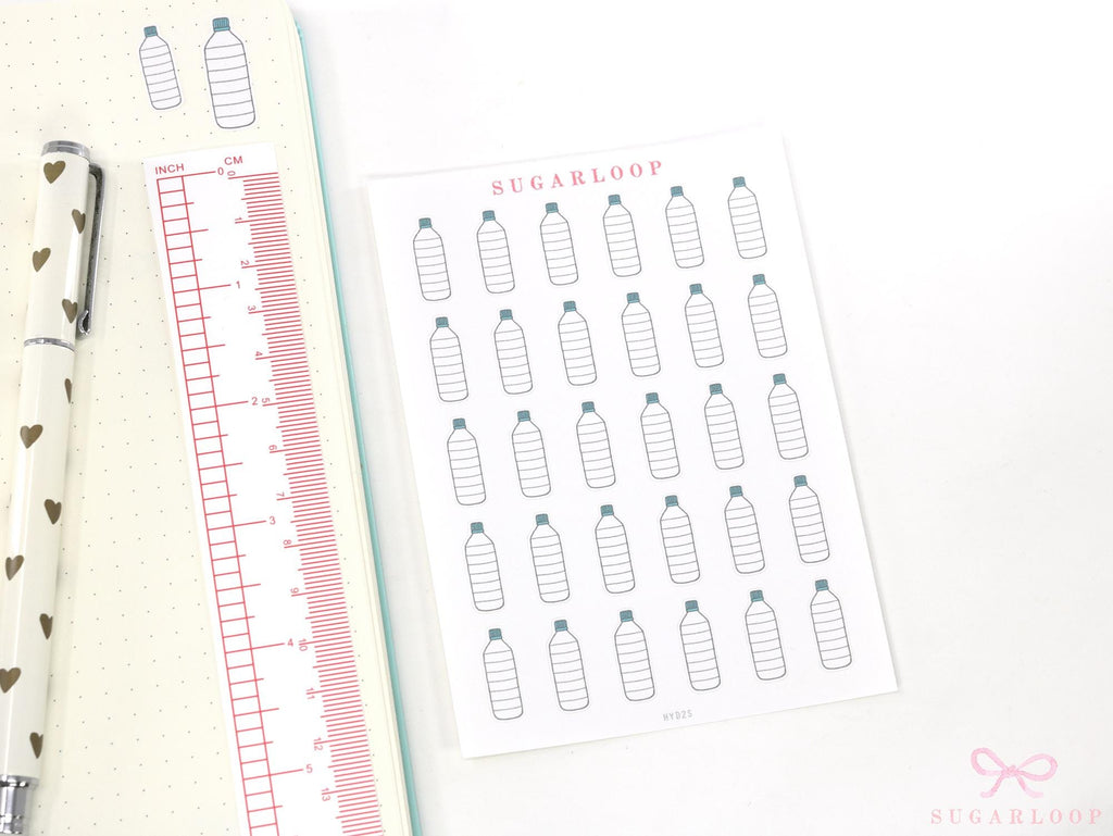 Hydration Tracker Stickers for Planners & Bullet Journals: 1in (25mm) or 0.75in (19 mm)