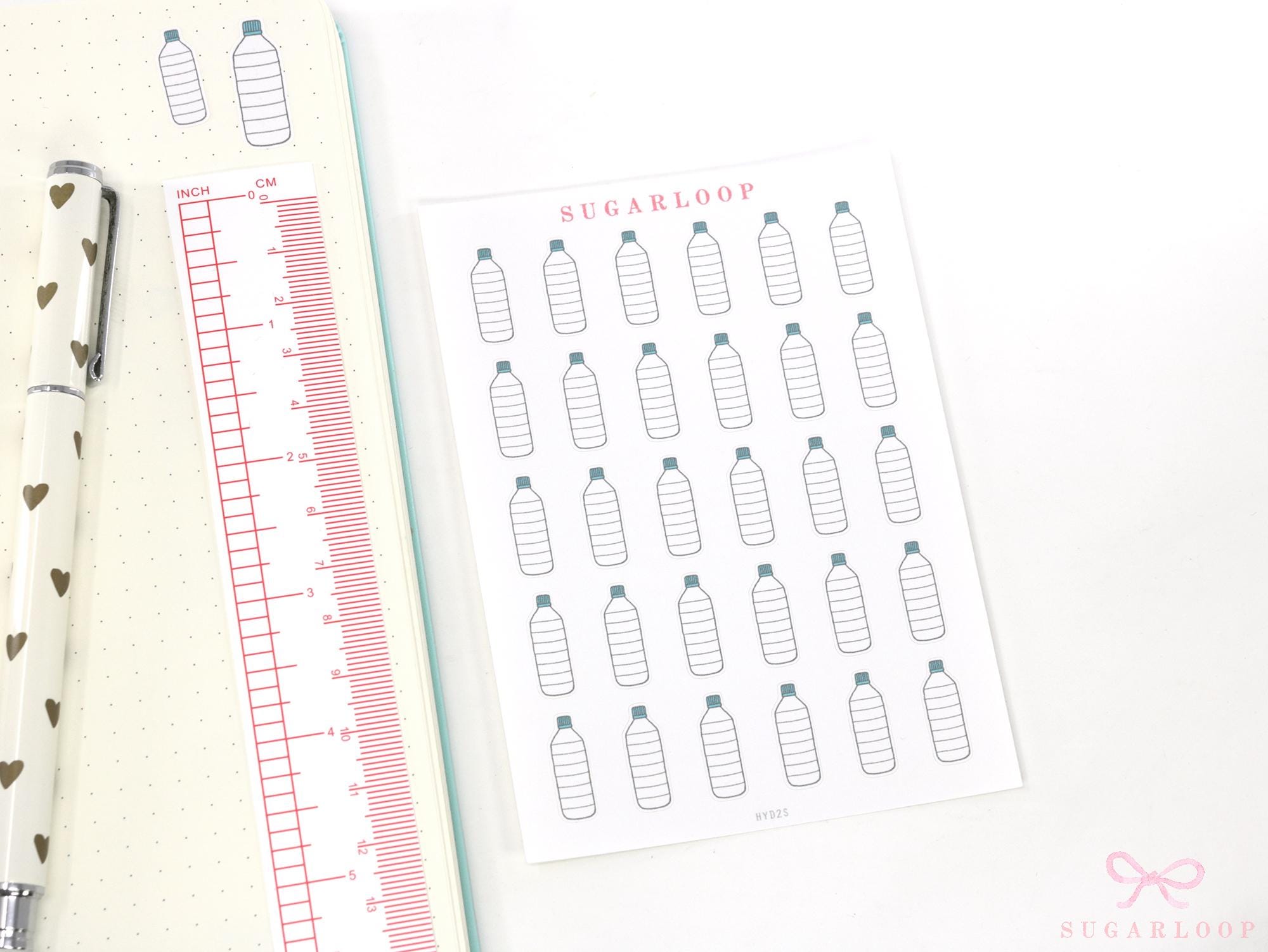 Hydration Tracker Stickers for Planners & Bullet Journals: 1in (25mm) or 0.75in (19 mm)