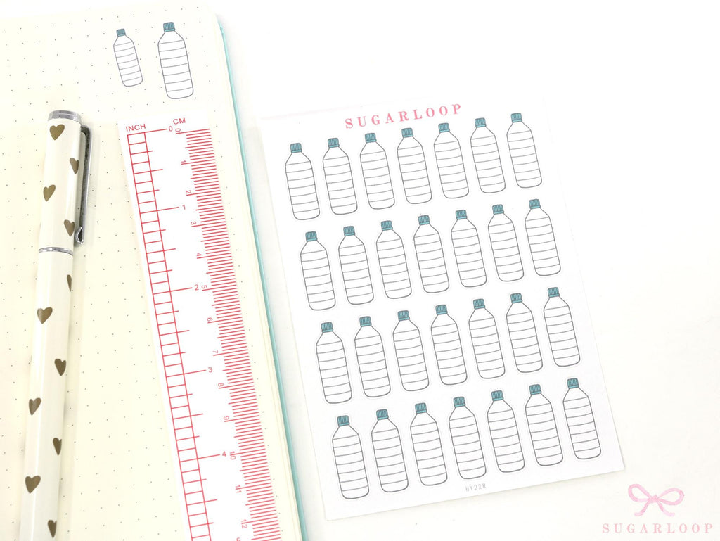 Hydration Tracker Stickers for Planners & Bullet Journals: 1in (25mm) or 0.75in (19 mm)