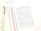 Hydration Tracker Stickers for Planners & Bullet Journals: 1in (25mm) or 0.75in (19 mm)