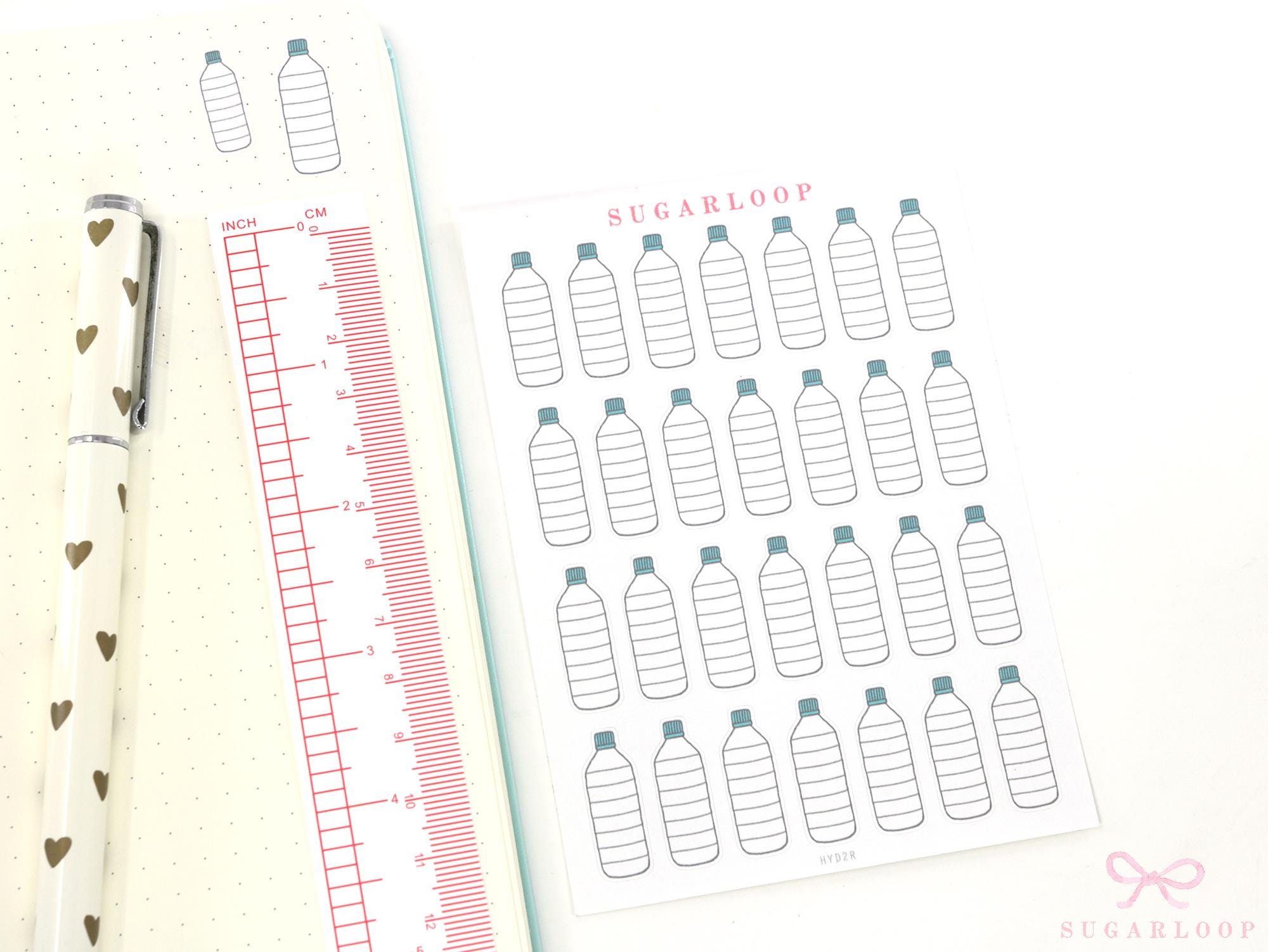 Hydration Tracker Stickers for Planners & Bullet Journals: 1in (25mm) or 0.75in (19 mm)