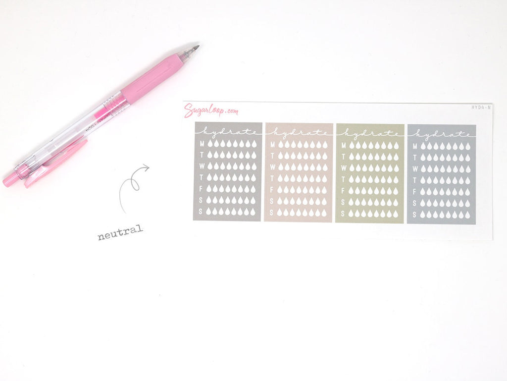 Weekly Water Hydration Habit Tracker Stickers for Planners and Journals
