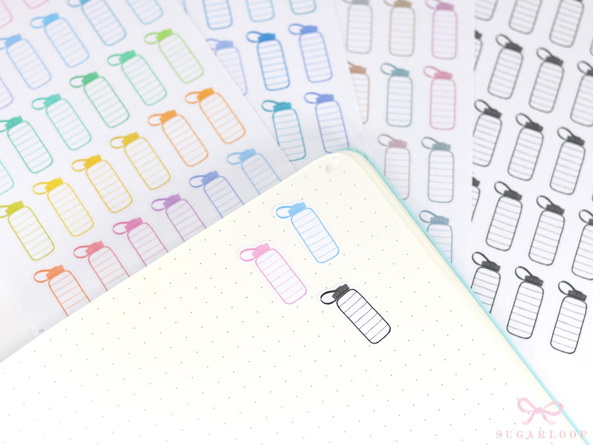 Gym Water Bottle Bujo Planner Stickers Hydrate Tracker
