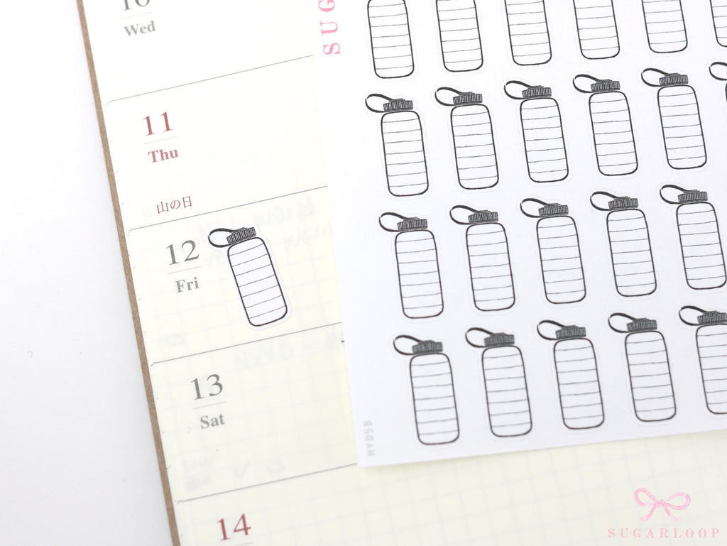 Gym Water Bottle Bujo Planner Stickers Hydrate Tracker